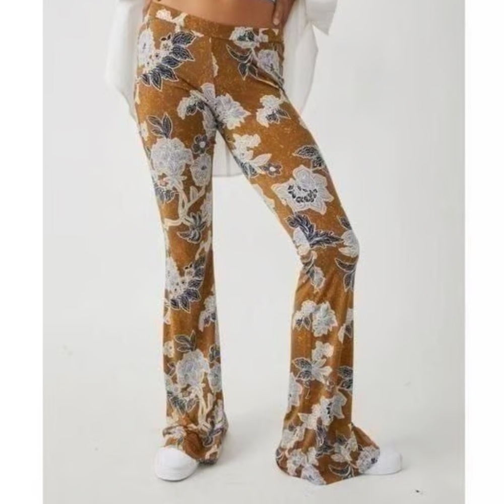 Free People Floral Boot Cut Flare Pants